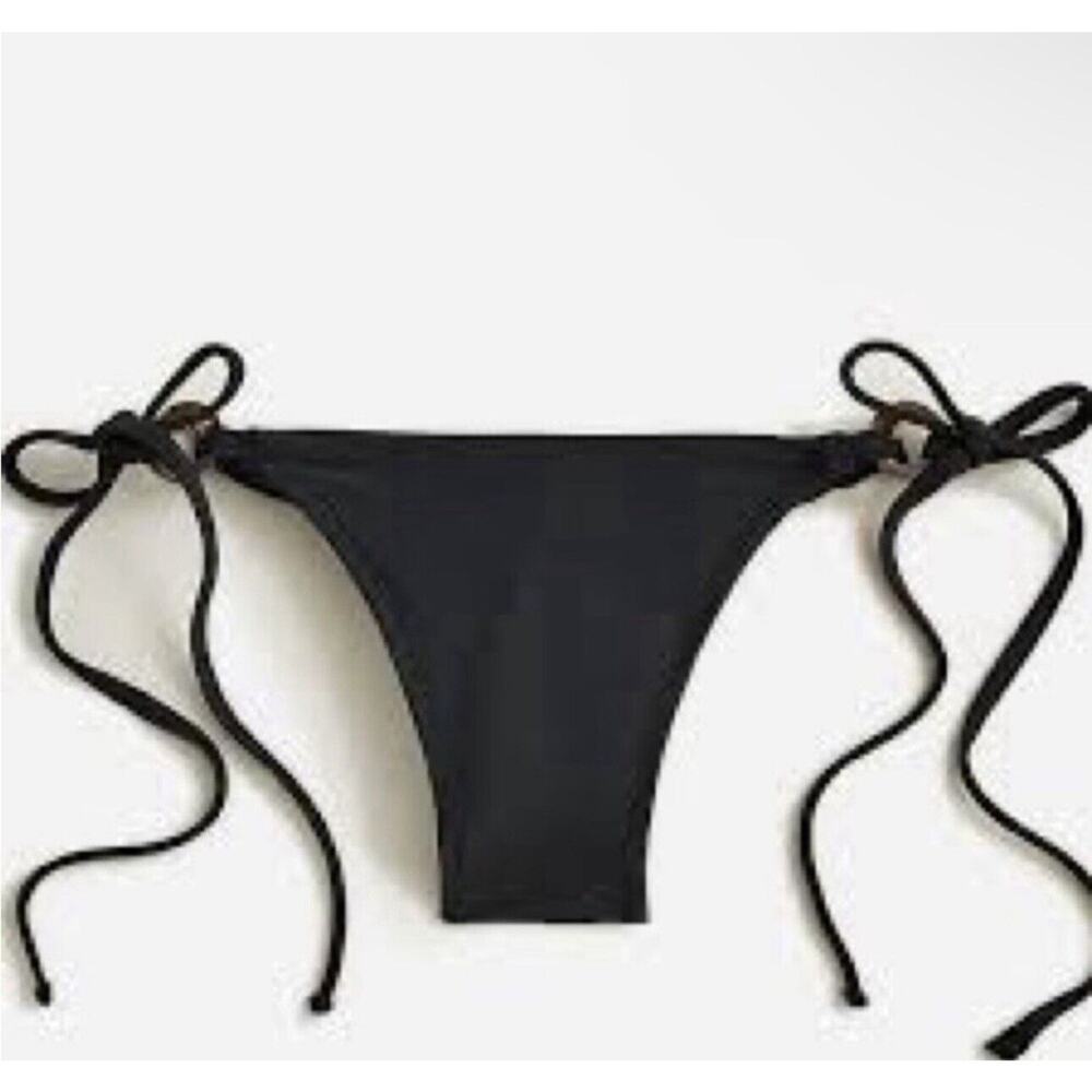 NWT J Crew Womems O Ring Curved Waist String Bikini Bottom XXL Cheeky Black